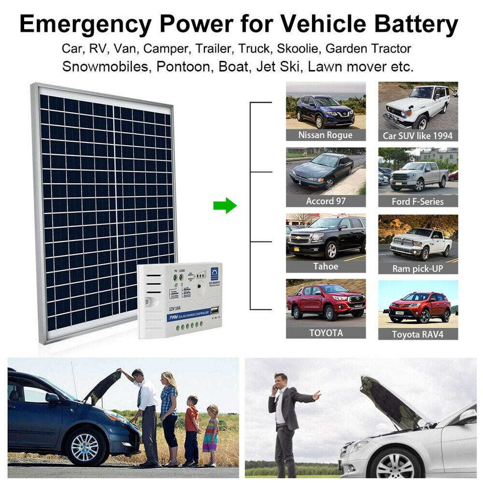 ECO 25W Solar Panel Complete Kit 10A 12V LiFePo4 Lithium Battery Off Grid System