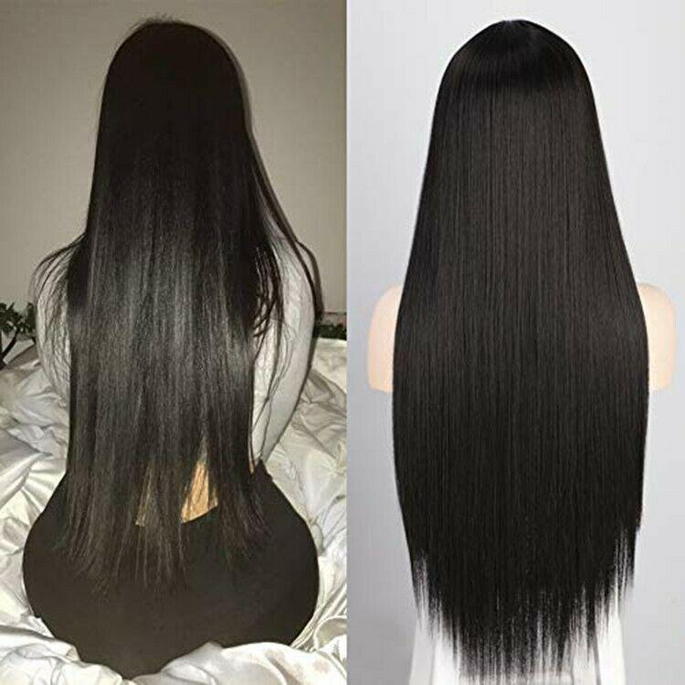 Long Straight Black Wigs for Women Middle Part Natural Looking Silk Daily Party