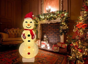 Maqiauly 4.1Ft Lighted Christmas Decorations Outdoor - Collapsible Snowman with Led-Light Strip Xmas Holiday Porch Lawn Yard Display Indoor Party Decor (Batteries Not Included, Assembly Needed)