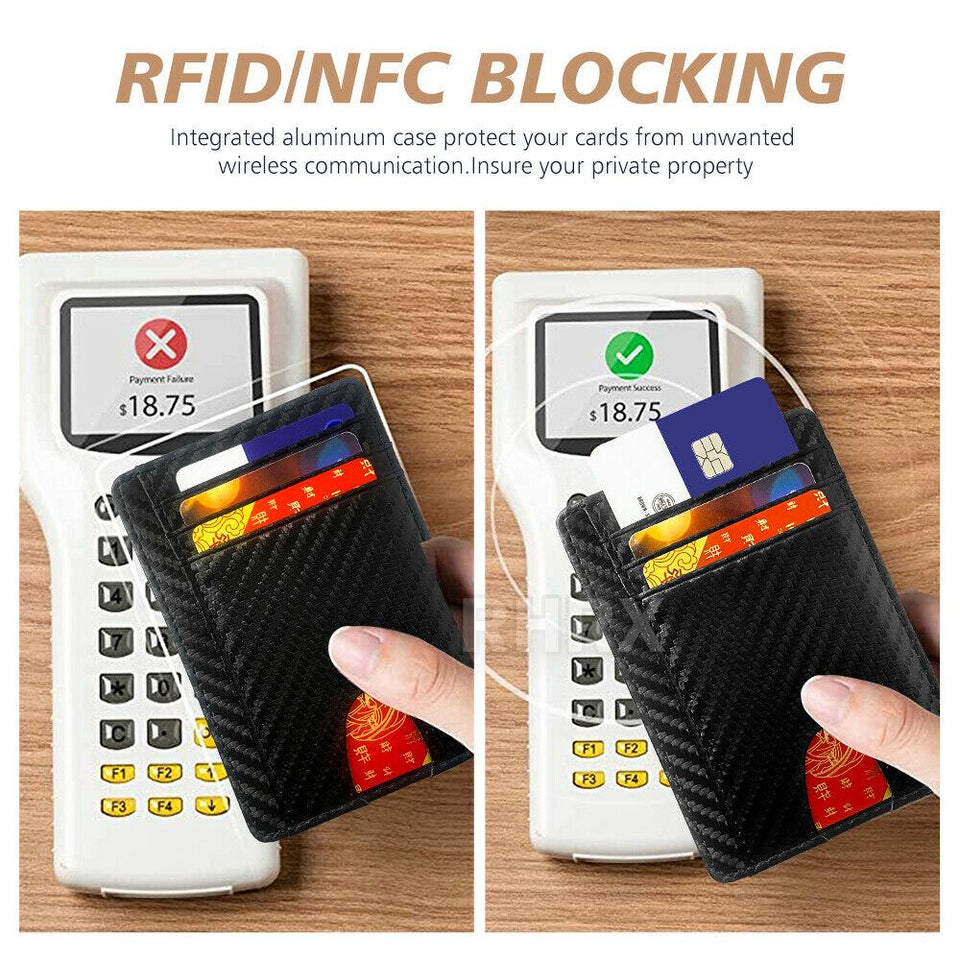 Slim RFID Blocking Leather Wallet Credit ID Card Holder for Men Women Fashion