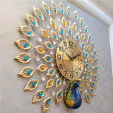 NEW Luxury Peacock Large Wall Clock Metal Living Room Wall Watch E111