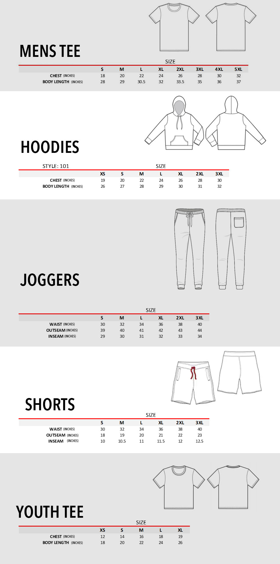 Size Chart – The Life Apparel