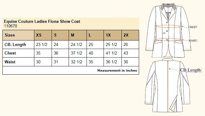 Equine Couture Shirt Size Chart