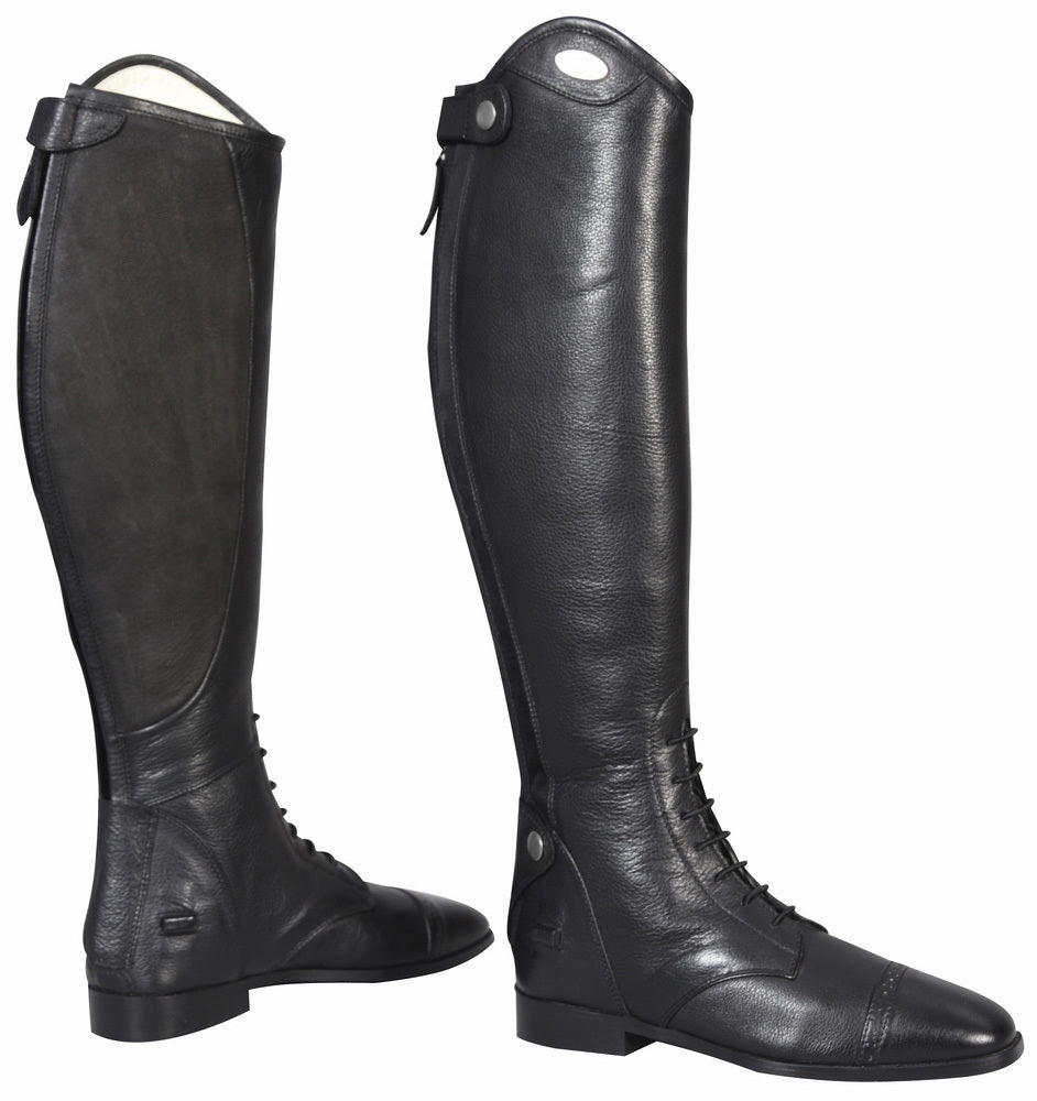 black leather field boots