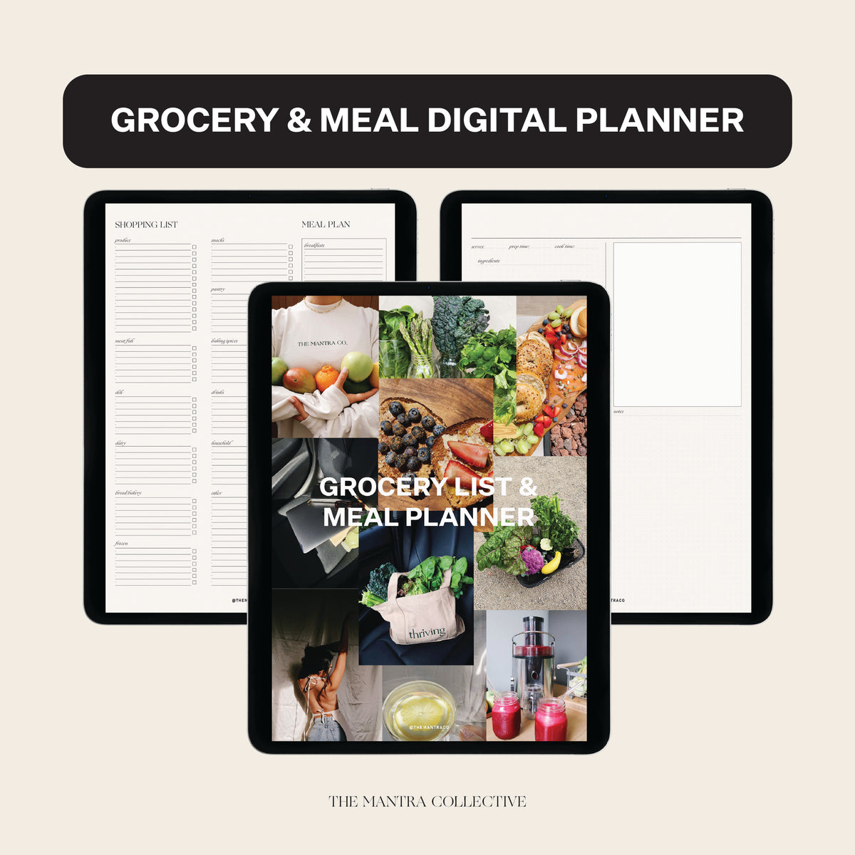 Grocery List & Meal Planner Digital Template – THE MANTRA CO.