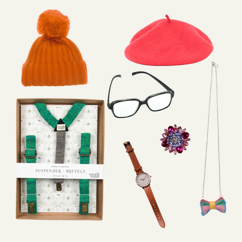 A selection of Wes Anderson inspired whimsical accessories