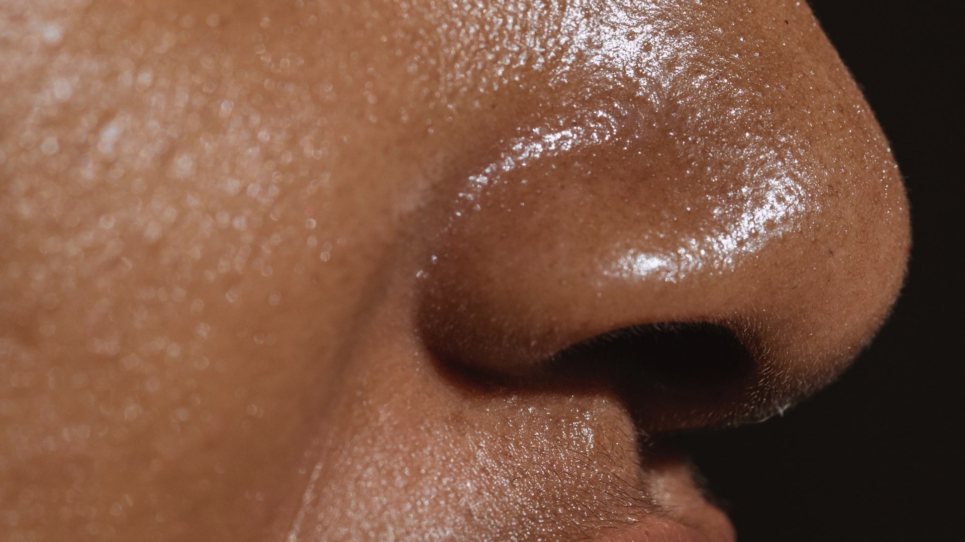 Close up of a nose with oily skin
