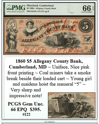 Union Banknote, 1865. /Nstate Of Pennsylvania Banknote For One Dollar  Issued By The Bank Of Montgomery County, 1865, And Featuring Portraits Of  Four Union Officers From Montgomery County (Clockwise From Top Left