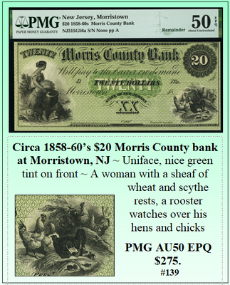 Union Banknote, 1865. /Nstate Of Pennsylvania Banknote For One Dollar  Issued By The Bank Of Montgomery County, 1865, And Featuring Portraits Of  Four Union Officers From Montgomery County (Clockwise From Top Left