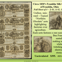 Circa 1830’s Franklin Silk Co., of Franklin, Ohio #ST-024