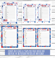 July 4th Independence Day Party Games, Printable Or Virtual Kids Adult ...