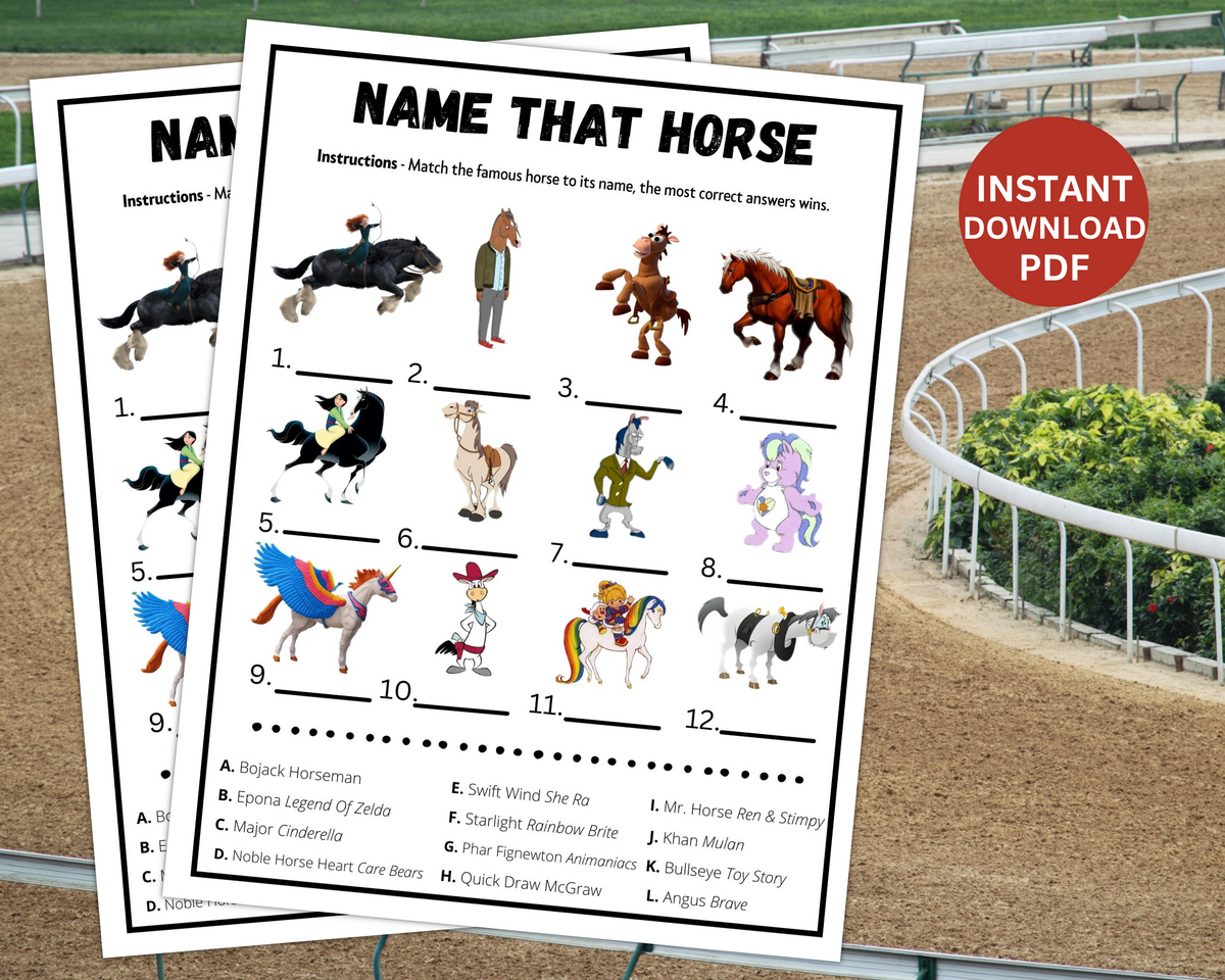 Kentucky Derby Name That Horse Trivia Game Derby Party Game For Adul