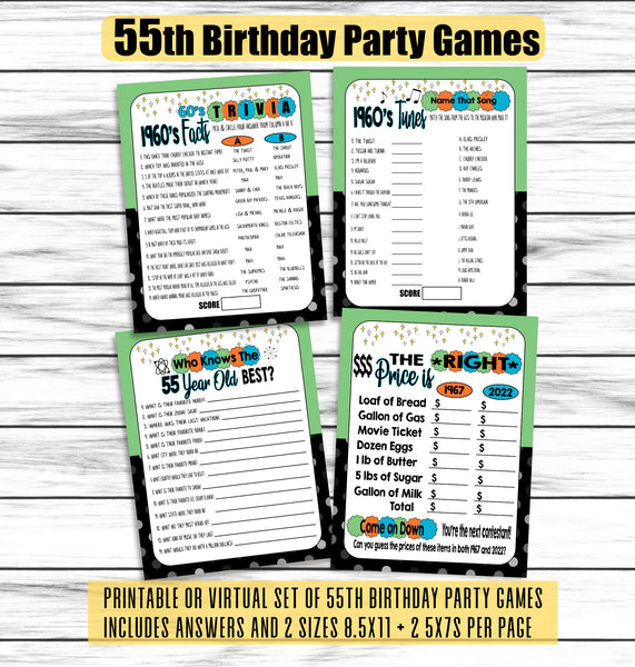 55th Birthday Party Games 55th Birthday Ideas 1966 Trivia Game Pric Enjoymyprintables