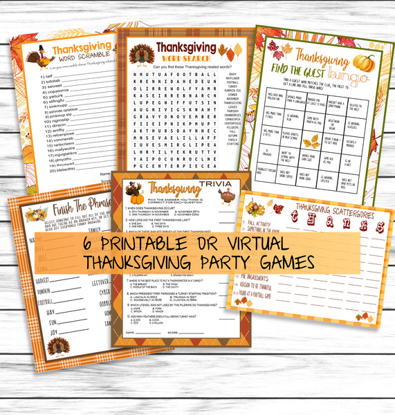 Thanksgiving Trivia Game, Think Fast Game, Thanksgiving Printable Games,  Fun Friendsgiving Game, Zoom Game, Family Game, Instant Download