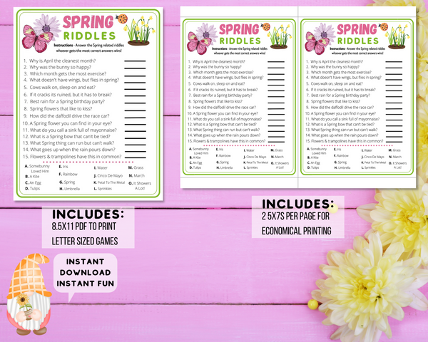 Spring Riddles Printable Quiz Game | Fun Activity Idea For Adults & Ki ...