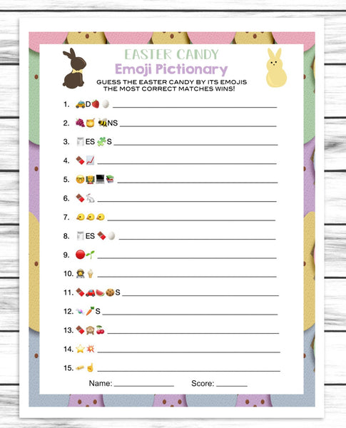 Easter Candy Emoji Pictionary Game Printable Or Virtual Easter Kids A Enjoymyprintables