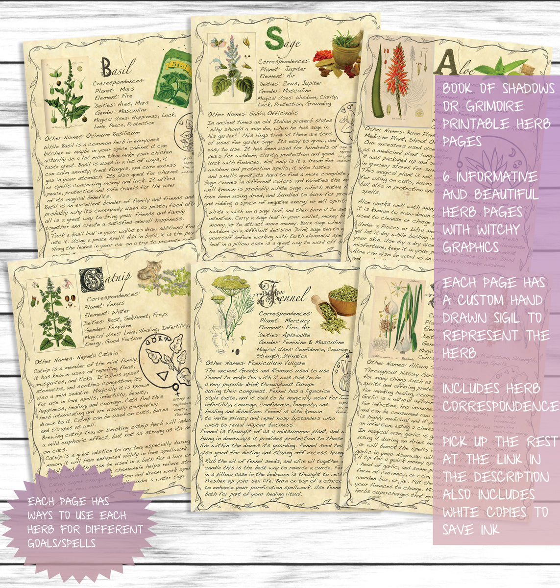 Witchy Aesthetic Herbs Book Of Shadows Witchcraft Grimoire Printable S ...