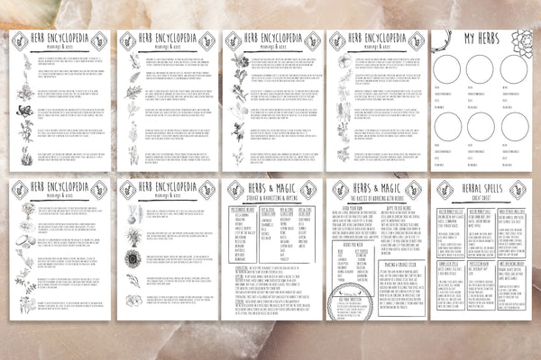 Printable Magical Herbs Book Of Shadows Set | Grimoire Pages For Witch ...