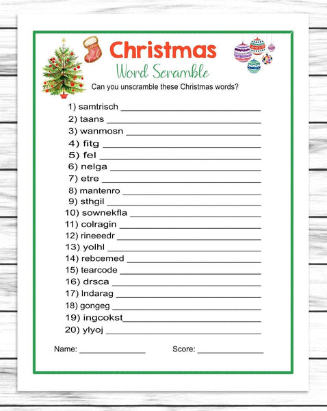 Christmas Word Scramble Game, Printable Or Virtual Holiday Party Game ...