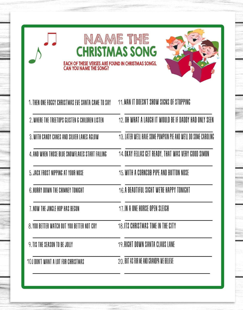 Guess The Christmas Song Game, Xmas Songs, Printable Or Virtual Holida ...