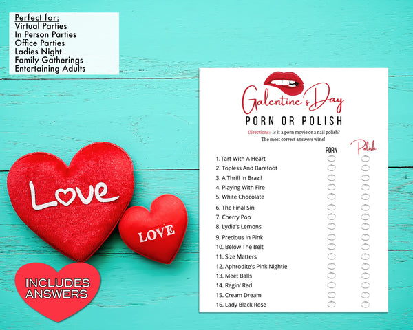 Office 4 Play 2 Download - Galentines Day Porn Or Polish Game -Fun Party Game - Ladies Night Out â€“  Enjoymyprintables