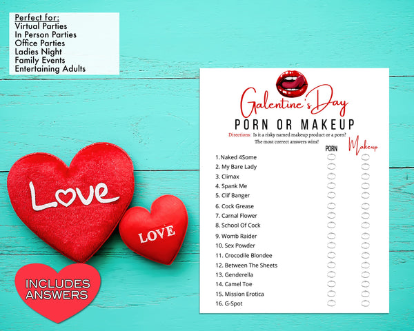 Perfect Girl Download - Galentines Day Porn Or Makeup Game -Fun Party Game - Ladies Night Out â€“  Enjoymyprintables