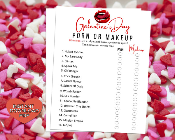 Galentines Day Porn Or Makeup Game -Fun Party Game - Ladies Night Out â€“  Enjoymyprintables