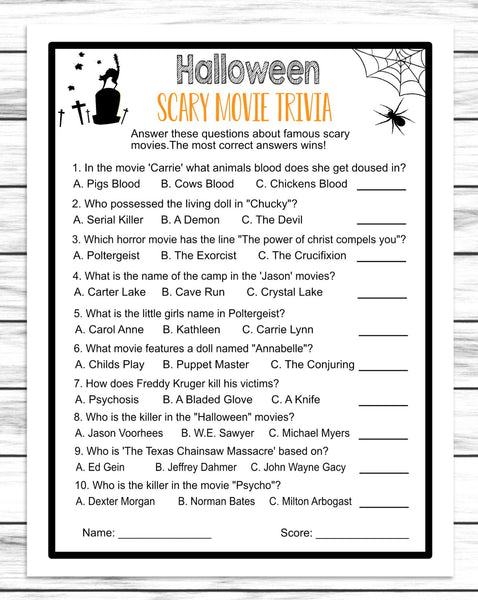 Halloween Horror Movie Emoji Quiz Halloween Activity Printables Emoji  Pictionary 2 Fun Rounds Horror Movies Instant Download 