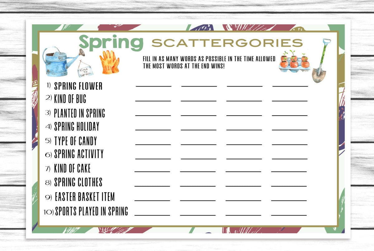 bridal scattergories questions