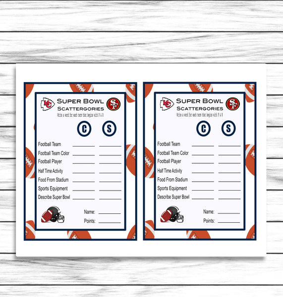 5 Printable Or Virtual Super Bowl Party Games Set, Kids Adults Family