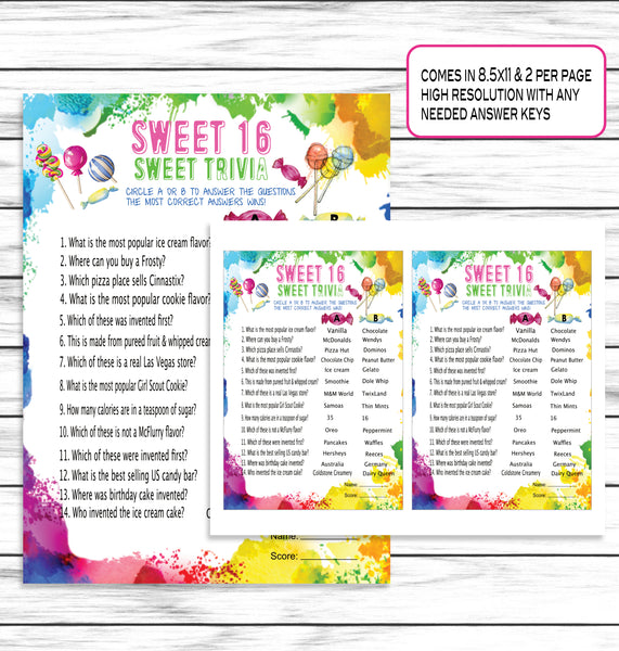 Sweet Sixteen Birthday Party Idea Printable Sweet 16 Tie Dye Games I Enjoymyprintables