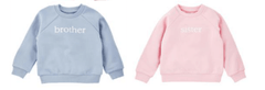 blue and pink mud pie brother and sister matching sweatshirts 