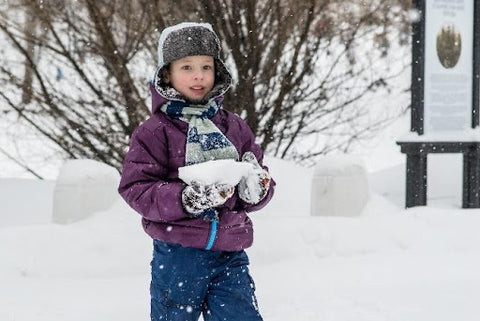 kid playing outside in the snow activity