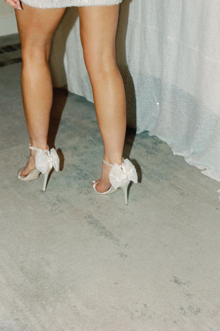 brides bow detailed wedding heels