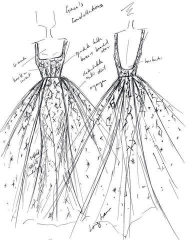 hand drawn sketch of a wedding dress