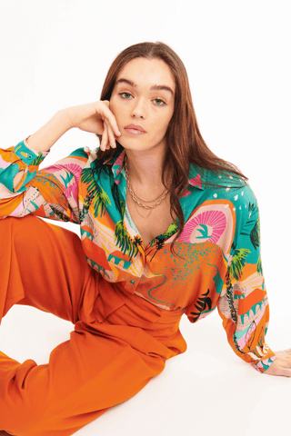 Wild Paris Vacanze Orange Bonaventure Silk Blouse