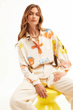 Wild Paris Pina Creme Bonaventure Silk Blouse