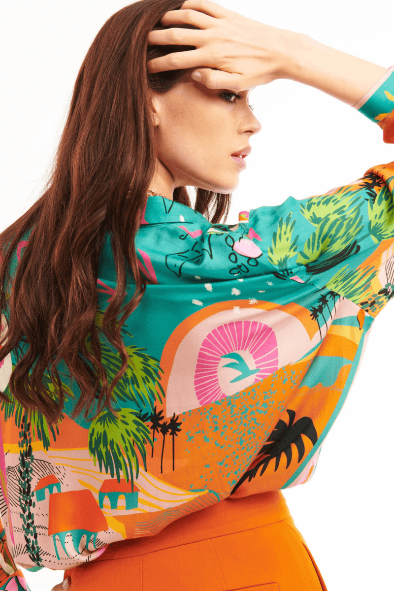 Wild Paris Vacanze Orange Bonaventure Silk Blouse