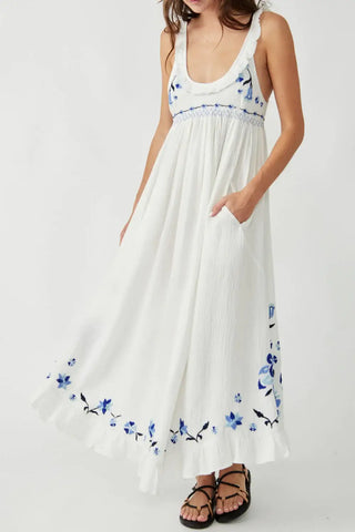 Free People Magda Dress Embroidered Maxi