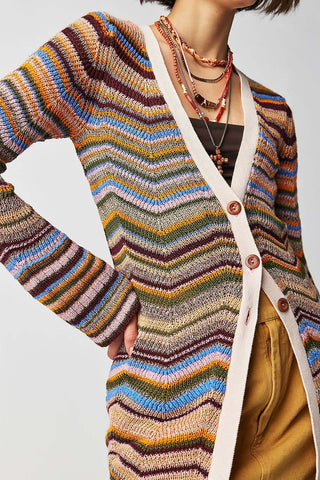 Free People Ocean Waves Cardi Striped Cardigan