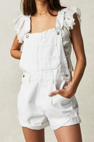 Free People White Ziggy Shortall White Denim