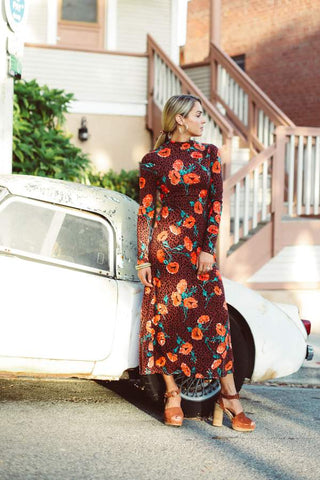 Retro Floral Midi Dress