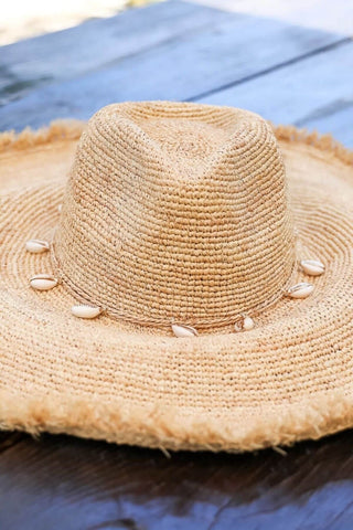 Flora Bella Crochet Raffia and Shell Sunhat Woven Hat 