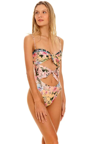 Aqua Bendita Tie Front Swimsuit Floral One Piece