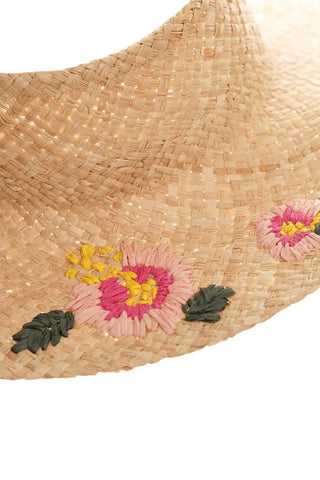 Embroidered Woven Straw Hat Floral Hat