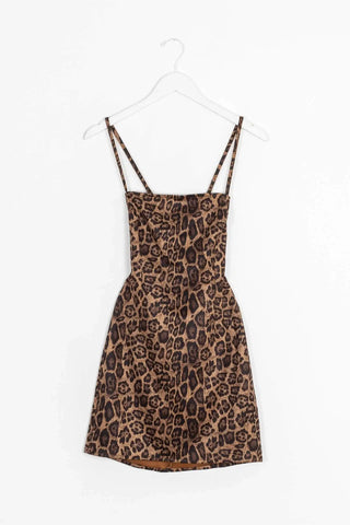 Kariella Leoprd Print Mini Dress animal Print Dress Open Back Dress