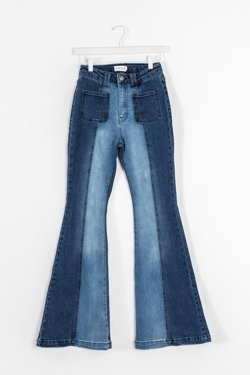 Cello two-tone flare jeans