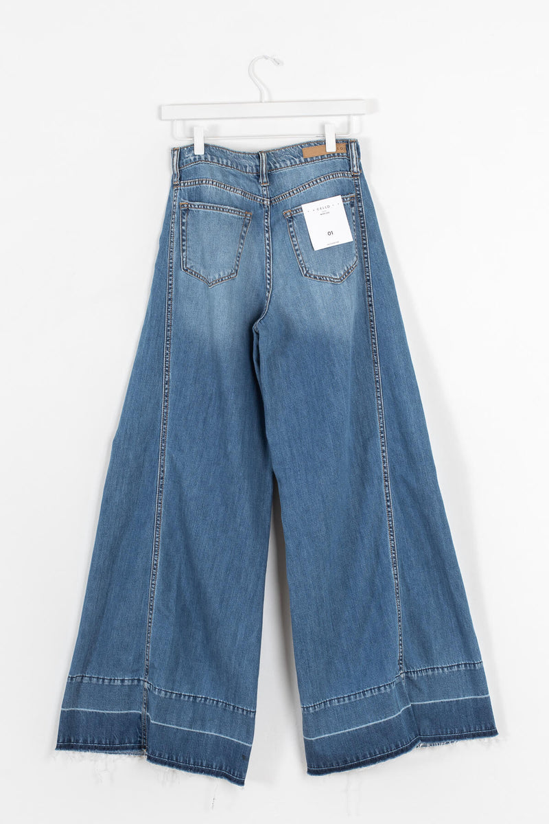 Medium wash wide leg jean