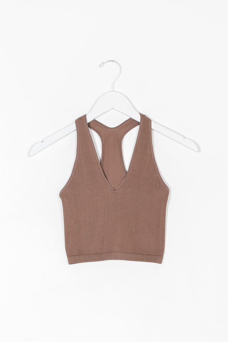 FREE PEOPLE FREE THROW LONG CROP TOP HICKORY