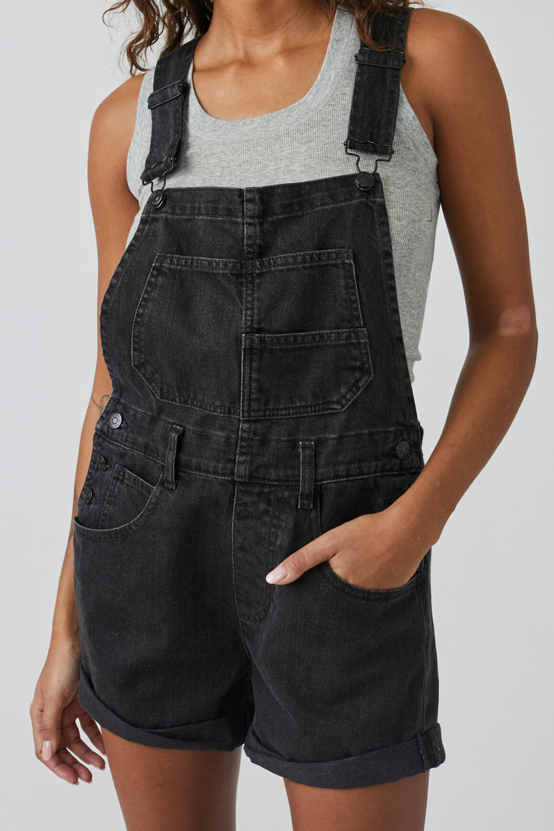 free people ziggy shortalls black